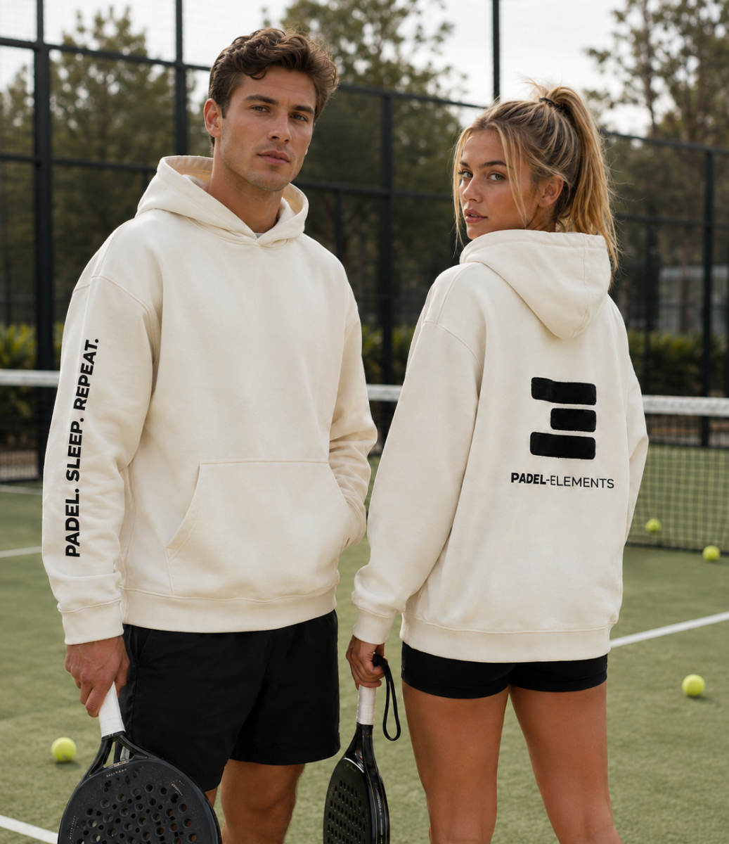 Padel Hoodie in weiss von Padel-Elements für Court und Alltag